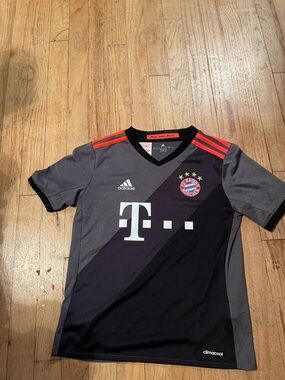 adidas Kids Bayern Munich Gray, Black & Red Soccer Jersey